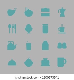 breakfast icon set. vector set about coffees, muffin, kettle and toaster icons set.