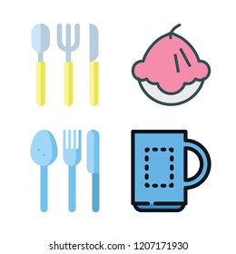 breakfast icon set. vector set about cutlery, muffin and coffees icons set.