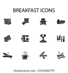 Breakfast icon set.vector.Editable stroke.linear style sign for use web design,logo.Symbol illustration.