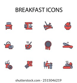 Breakfast icon set.vector.Editable stroke.linear style sign for use web design,logo.Symbol illustration.