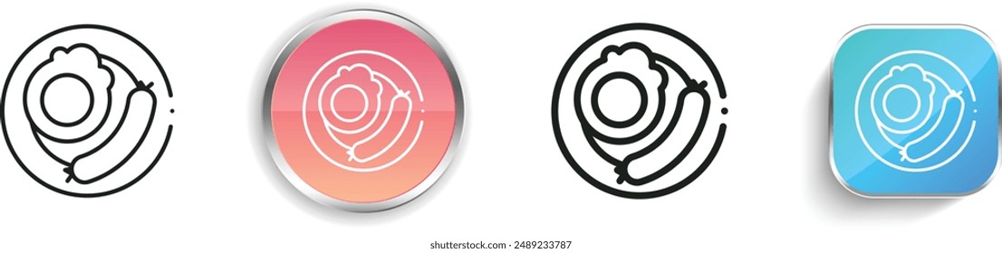 breakfast icon. Thin Linear, Regular and Button Style Design Isolated On White Background