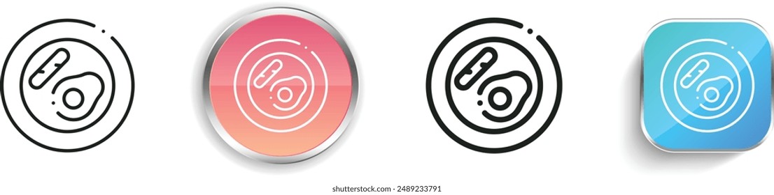 breakfast icon. Thin Linear, Regular and Button Style Design Isolated On White Background