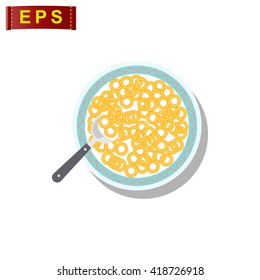 breakfast icon, vector cereals with milk, isolated breakfast table icon