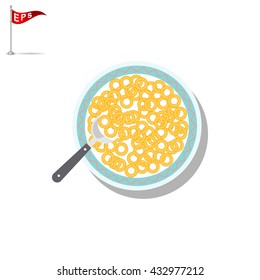breakfast icon, vector cereals with milk, isolated breakfast table icon