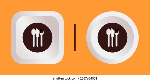 Breakfast Icon Vector Illustration Template Logo Design Like 3D Square and Round For Your Business it may be a Hotel, Motel, etc with Editable Strokes.