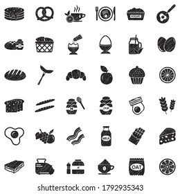 Breakfast Icons. Black Scribble Design. Vector Illustration.