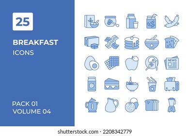 Breakfast icons collection. Set vector line with elements for mobile concepts and web apps. Collection modern icons.