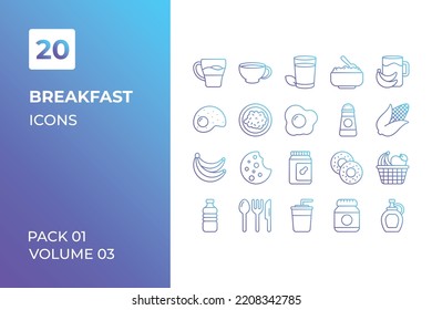 Breakfast icons collection. Set vector line with elements for mobile concepts and web apps. Collection modern icons.