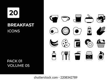 Breakfast icons collection. Set vector line with elements for mobile concepts and web apps. Collection modern icons.