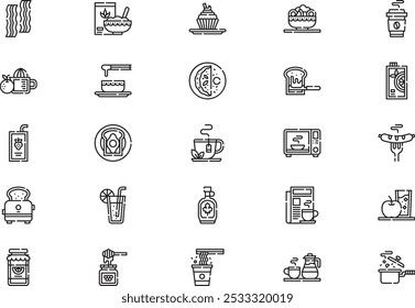 Breakfast icons collection is a vector illustration with editable stroke.