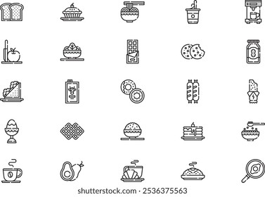 Breakfast icons collection is a vector illustration with editable stroke.