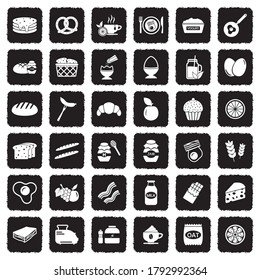 Breakfast Icons. Grunge Black Flat Design. Vector Illustration.