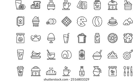 Breakfast icons High-Quality Vector Icons Collection with Editable Stroke. Ideal for Professional and Creative Projects.