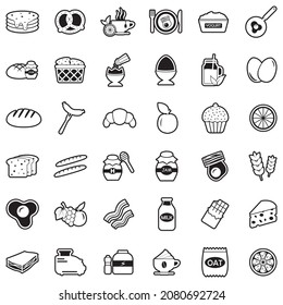 Breakfast Icons. Line With Fill Design. Vector Illustration.