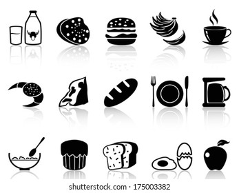 breakfast icons set
