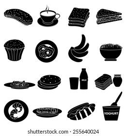 Breakfast icons set