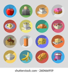 Breakfast icons set