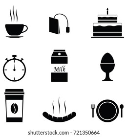 breakfast icons set