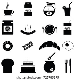 breakfast icons set