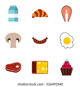Breakfast icons set. Flat illustration of 9 breakfast vector icons for web