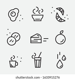 Breakfast icons set. Omelette icon. Coffee and croissant vector.