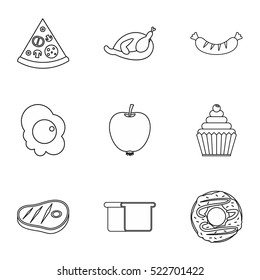 Breakfast icons set. Outline illustration of 9 breakfast vector icons for web