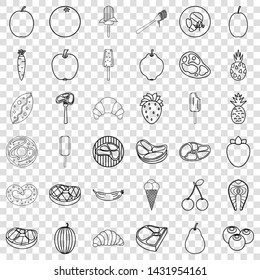 Breakfast icons set. Outline style of 36 breakfast vector icons for web for any design