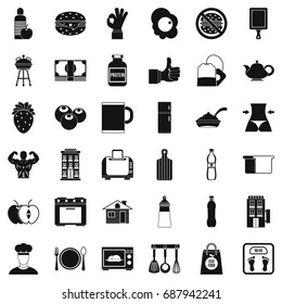 Breakfast icons set. Simple style of 36 breakfast vector icons for web isolated on white background
