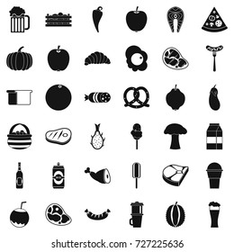Breakfast icons set. Simple style of 36 breakfast vector icons for web isolated on white background
