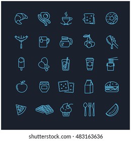 breakfast icons set, thin line symbols for your design