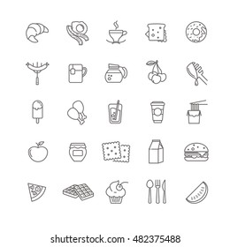 breakfast icons, stock vector set foy your design