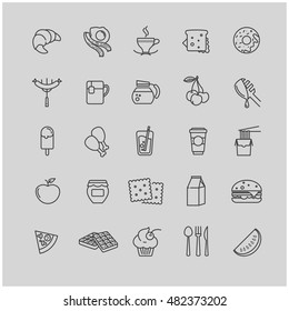 breakfast icons, thin line vector set for your design