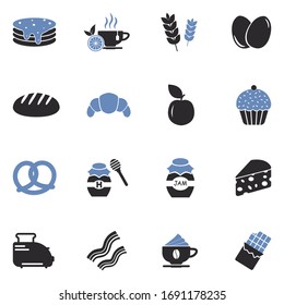 Breakfast Icons. Two Tone Flat Design. Vector Illustration.