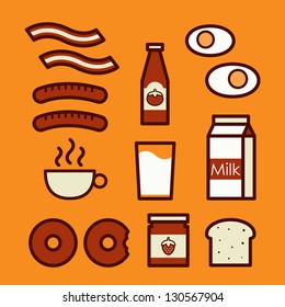 Breakfast icons, vector illustration.