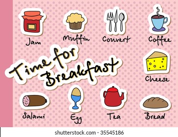 Breakfast icons. Vector Template.