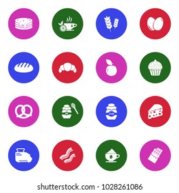 Breakfast Icons. White Flat Design In Circle. Vector Illustration. 