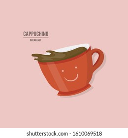 breakfast illustration , espresso vector , smile cup
