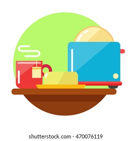 Breakfast illustration in flat style