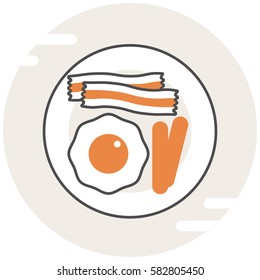 Breakfast - Infographic Icon Elements from Food Set. Flat Thin Line Icon Pictogram for Website and Mobile Application Graphics.