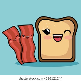 breakfast ingredients character kawaii style