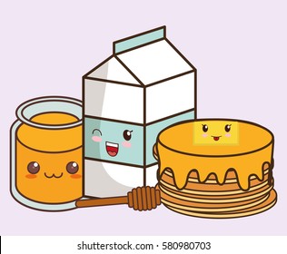 breakfast kawaii food icon image vector illustration design 