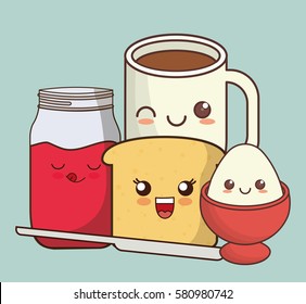 breakfast kawaii food icon image vector illustration design 