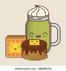 breakfast kawaii food icon image vector illustration design 