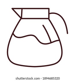 breakfast kettle coffee fresh beverage line style vector illustration