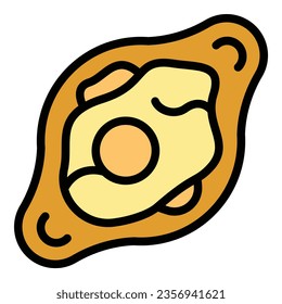 Breakfast khachapuri icon outline vector. Food bread. Cuisine meal color flat