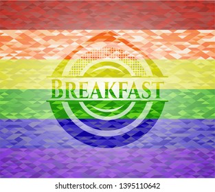 Breakfast lgbt colors emblem. Vector Illustration. Mosaic.