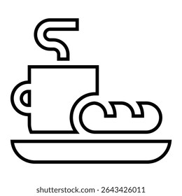 breakfast line icon design. breakfast thin black outline symbol vector illustration. editable stroke icon on transparent background.