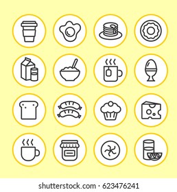 Breakfast. Line icon set.