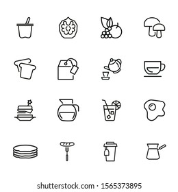 Breakfast line icon set. Set of line icons on white background. Food concept. Coffee, tea, bread. Vector illustration can be used for topics like food, cafe, breakfast