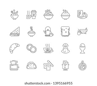 Breakfast line icons, signs, vector set, outline illustration concept 